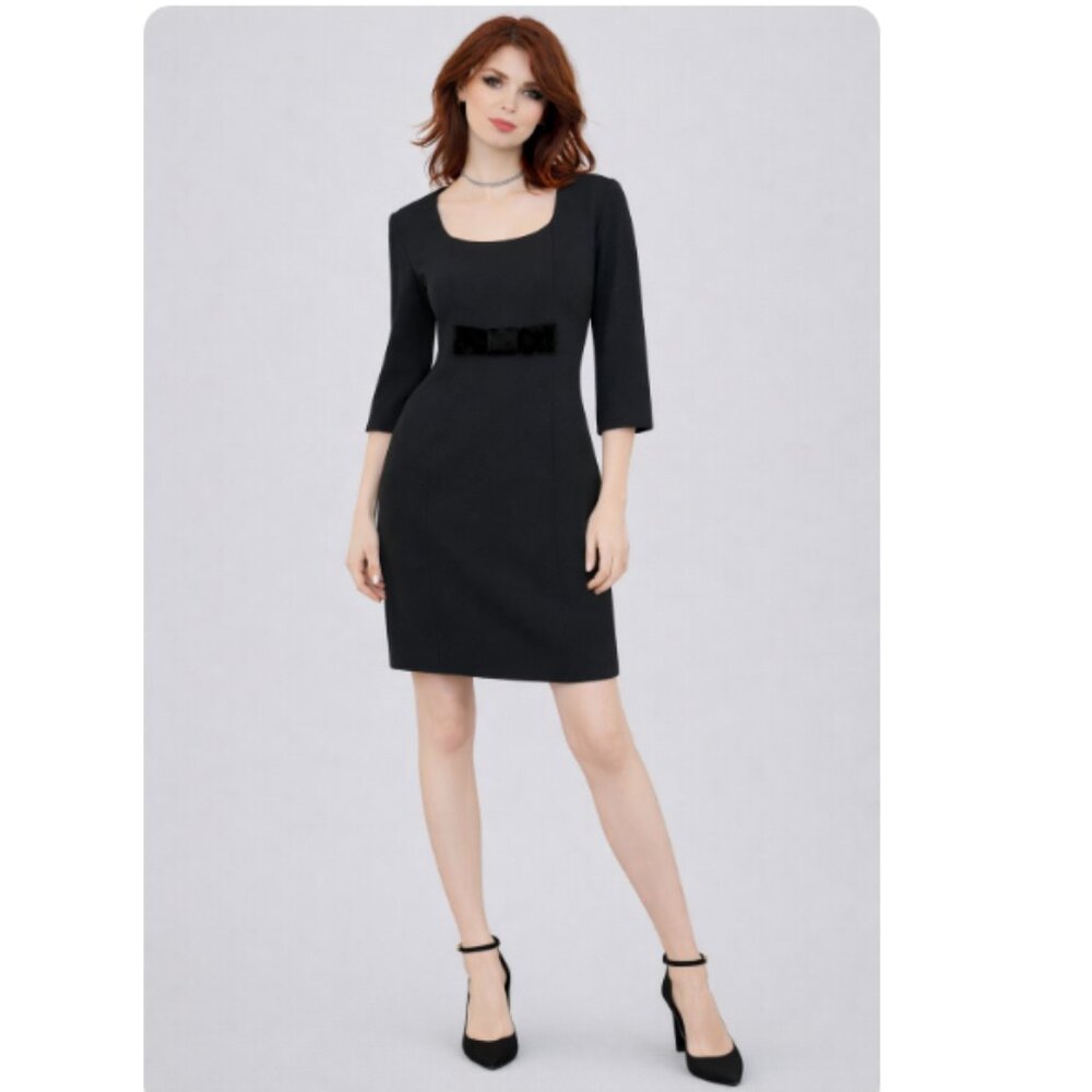 TALBOTS SIZE 4 PETITE WOOL BLEND BLACK DRESS